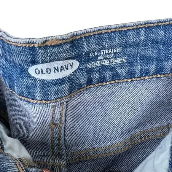 Old Navy O.G. High Rise Straight Button Fly Jeans Size 12 - Picture 10 of 11